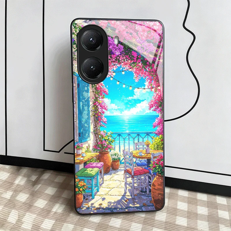 Anime Aesthetic Scenery Tempered Glass Phone Case
