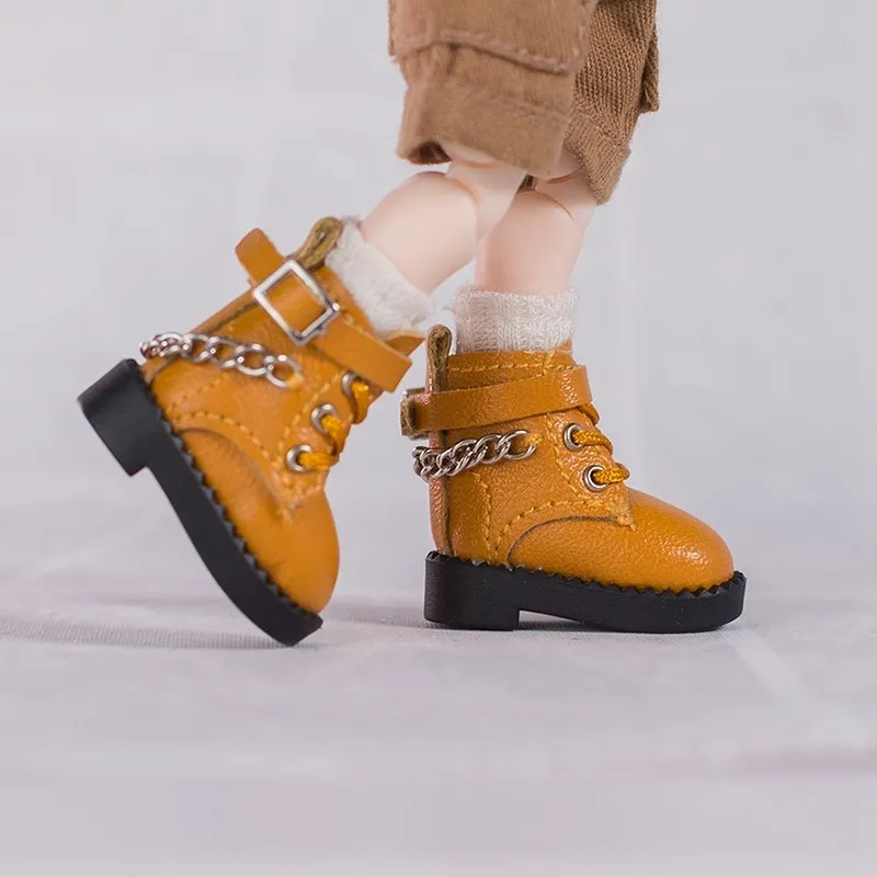 Ob11 Casual Chain Boots Shoes Leather Boots Molly Sister Head Shoes GSC Plain Doll Shoes Doll Accessories 1/12bjd Shoes New