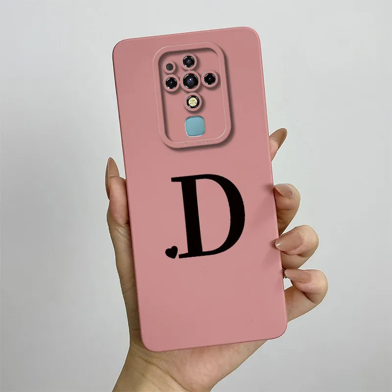 Stylish ShockProof Silicone Back Cover with Cute Letter Design for Tecno Camon 16 Series