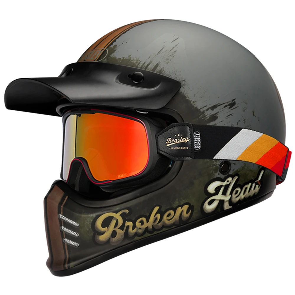 

Motorcycle Helmet Men Women Motocross Professional Helmets DOT Certified Moto Helmet Retro Vintage Bike Full Face Helmet