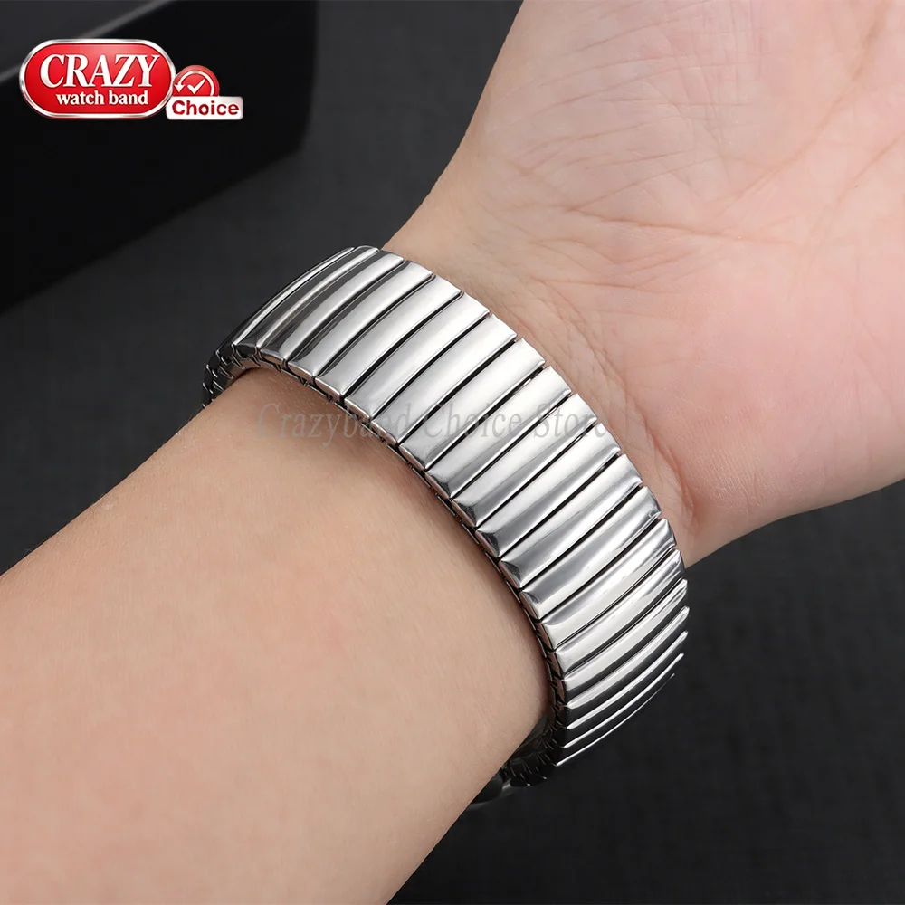 Silver Stainless Steel Elastic Watchband Replacement - Universal Wristband Bracelet
