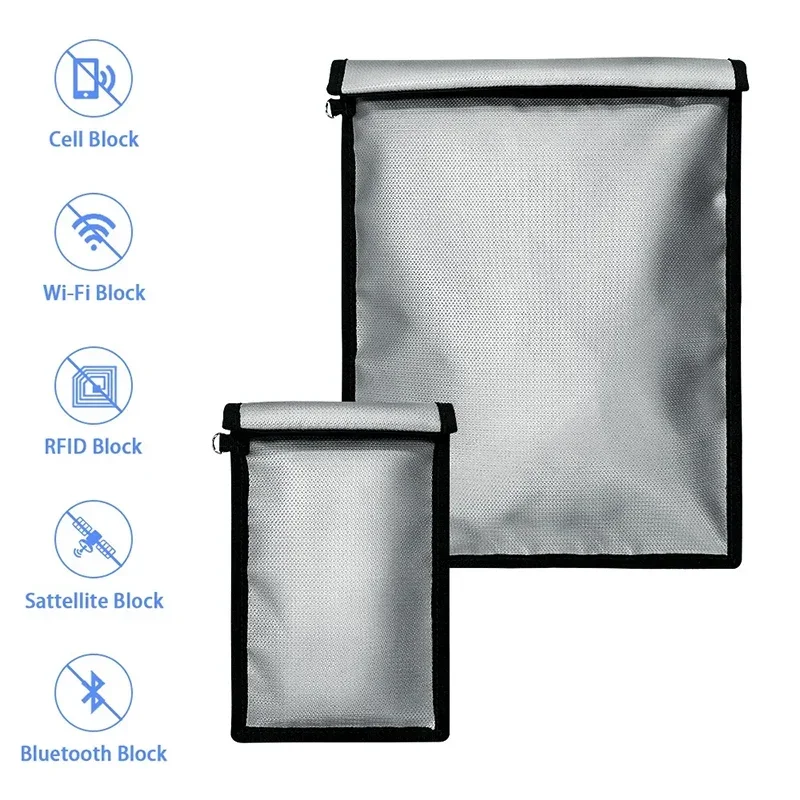 Signal Blocking Faraday Bag with Strap - Anti-Hacking, EMI Shielding & Reusable Pouch
