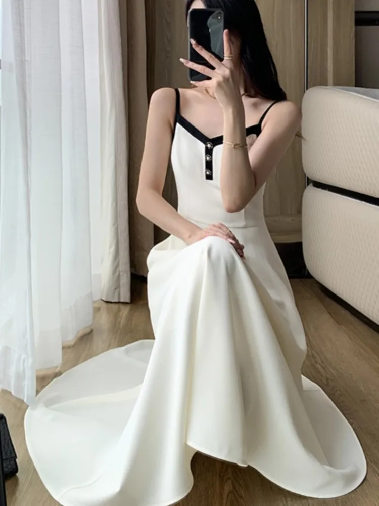 Elegant 2-Piece Dress Set for Lady Short Coat A-Line Midi Camisole Dresses Slim Korean Fashion Female Suit Spring Autumn New