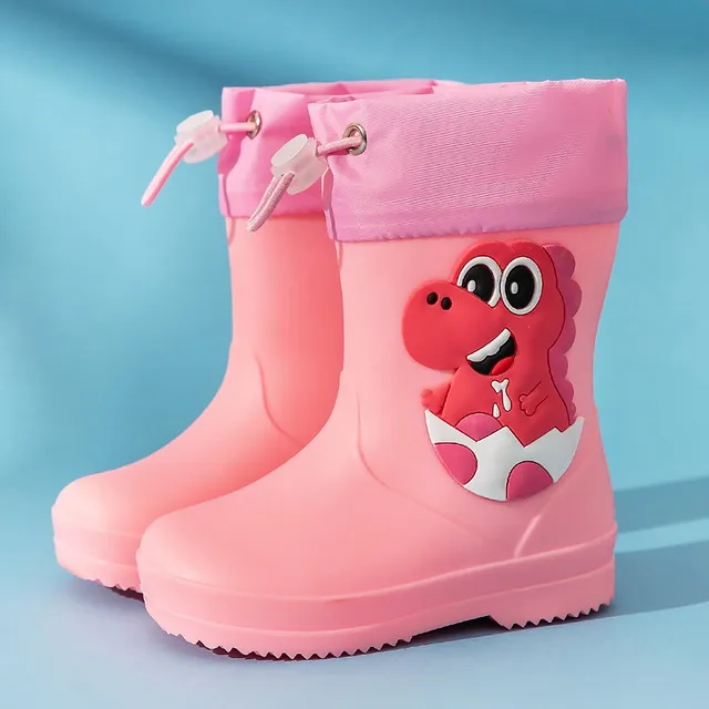 Children's Outdoor Waterproof Lined Half Height Rain Boots Rain Shoes With Drawstring Cartoon Non-Slip Rain Lightweight Boots 4
