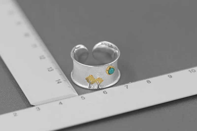 Silver Two Tone Plating Tree and Moon (Turquoise or Opal)