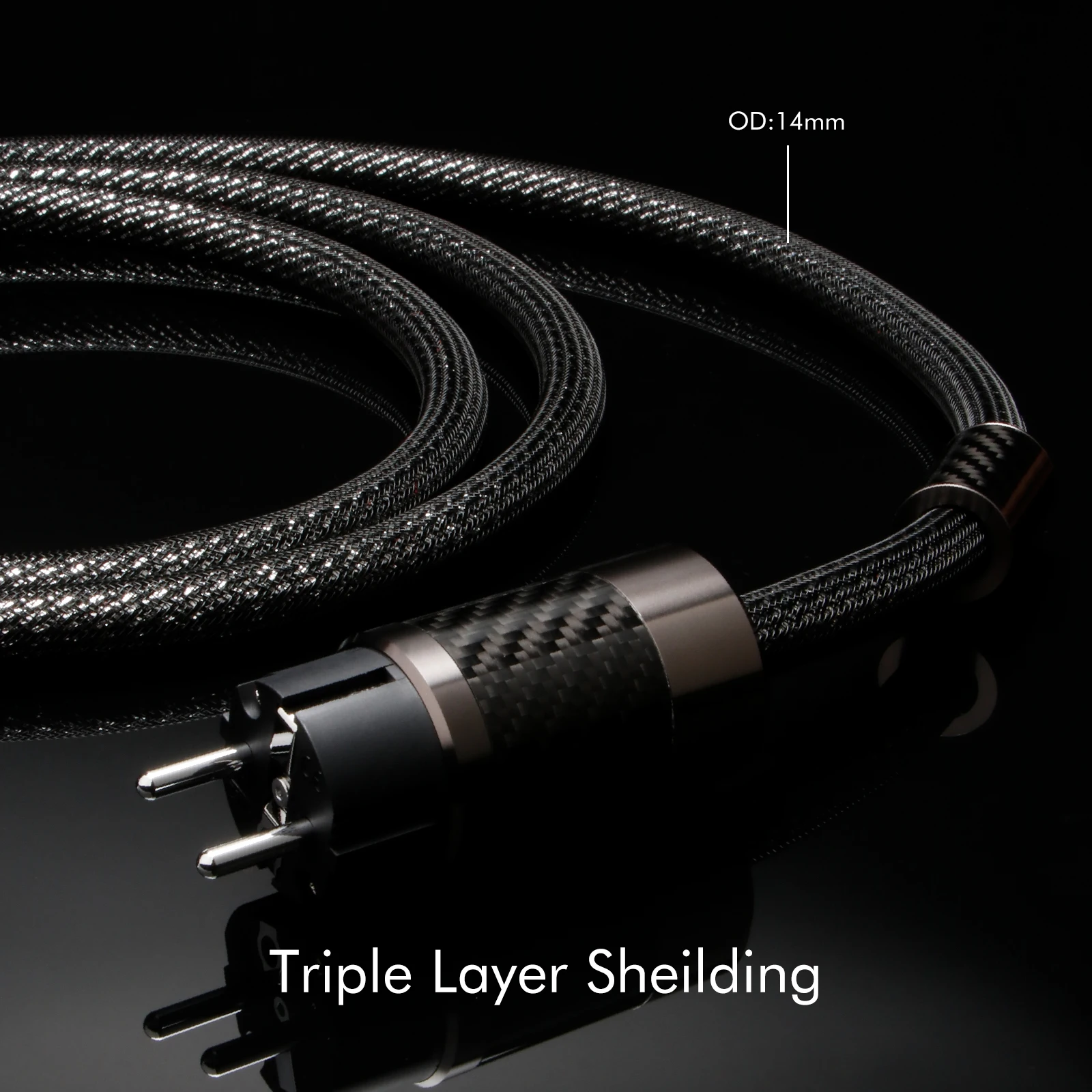 Hifi 순수 실버 전원 케이블 미국/EU Schuko 전원 코드 Audiophile AC 전원 와이어 탄소 섬유 플러그가있는 실버 쉴드 Sweet Sound