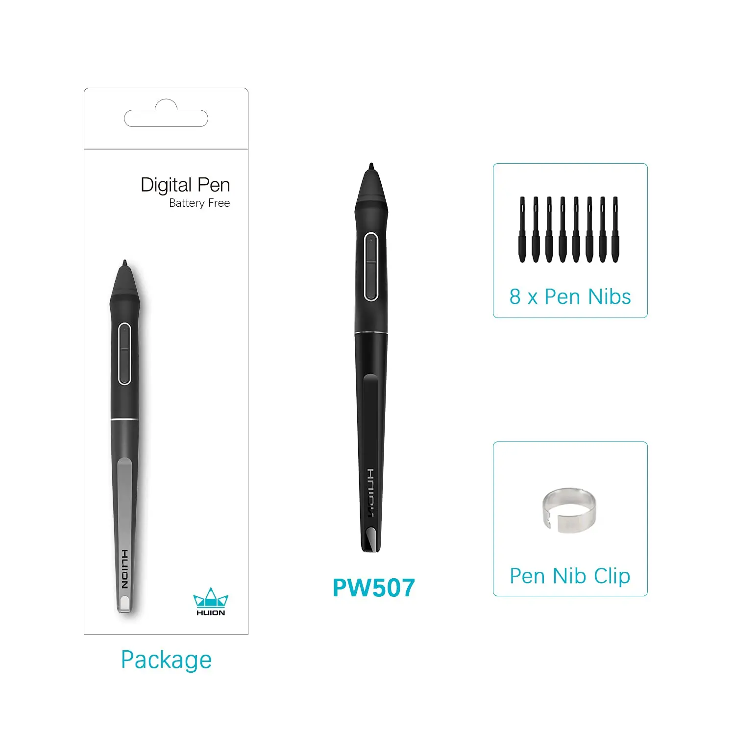 Huion Pw507 Caneta sem Bateria para Huion Kamvas Pro 12 Pro 13 Pro 16 Kamvas 1620 - Imagem 2
