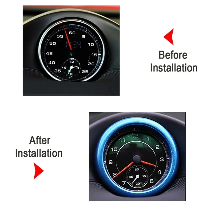 Car Clock Compass Stopwatch Decoration Ring for Porsche 718 911 Macan Cayenne Panamera Auto Accessories