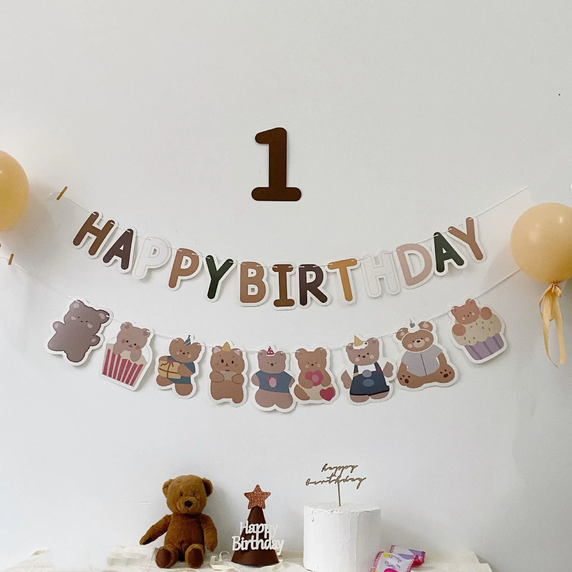 

Cute Bear Happy Birthday Decoration Balloons Rose Gold Letter Foil Ballons Birthday Party Decorations Globos Balony Anniversaire