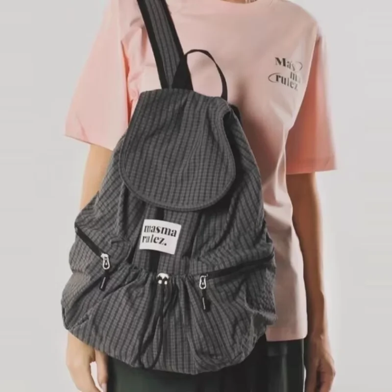 Korean Drawstring Backpack With Multiple Pockets Waterproof School Bag Versatile Lightweight Backpack 1