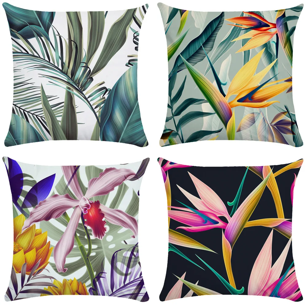 

Painted Plant Leaves Pillow Cover Plush Pillowcase Lumbar Cushion Cover decorative pillows Soft outdoor cushions case 45x45cm 50