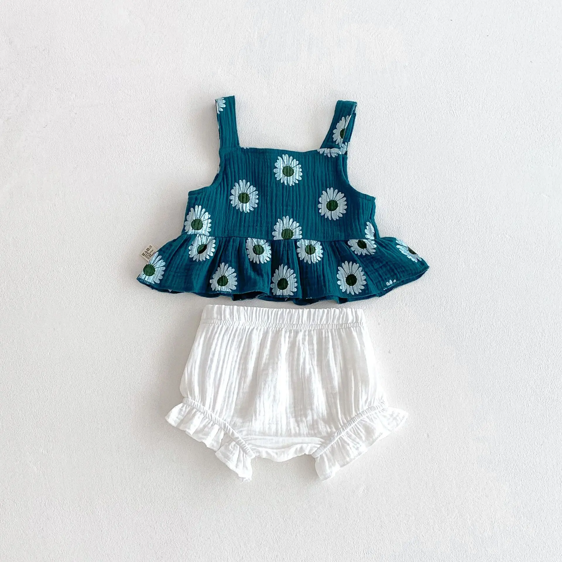 New Western Style Baby Vest and Shorts Set for Baby Summer Wear, Girls' Thin Camisole Top+fart Pack Two-piece Set