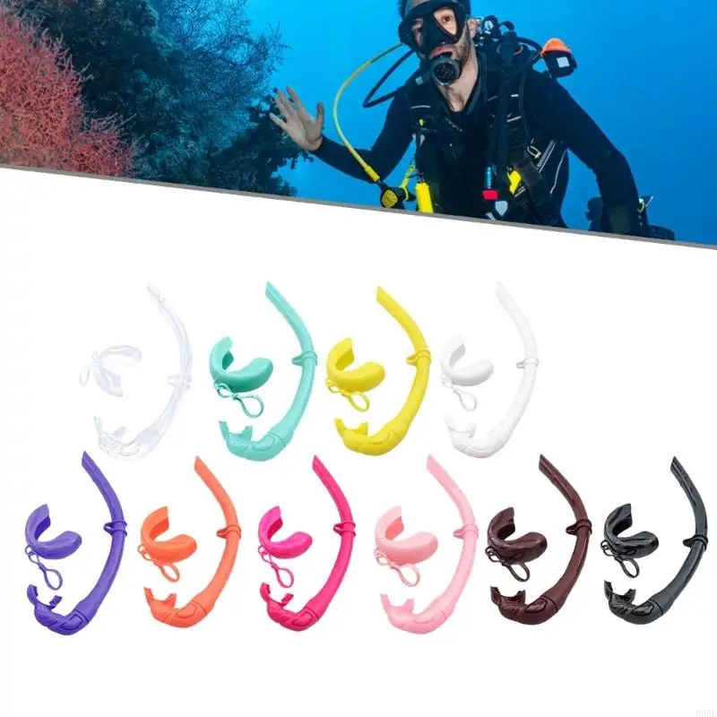 P88E Folding Rolls Up Silicone Snorkel with Storage Case Freediving Snorkel for Diving