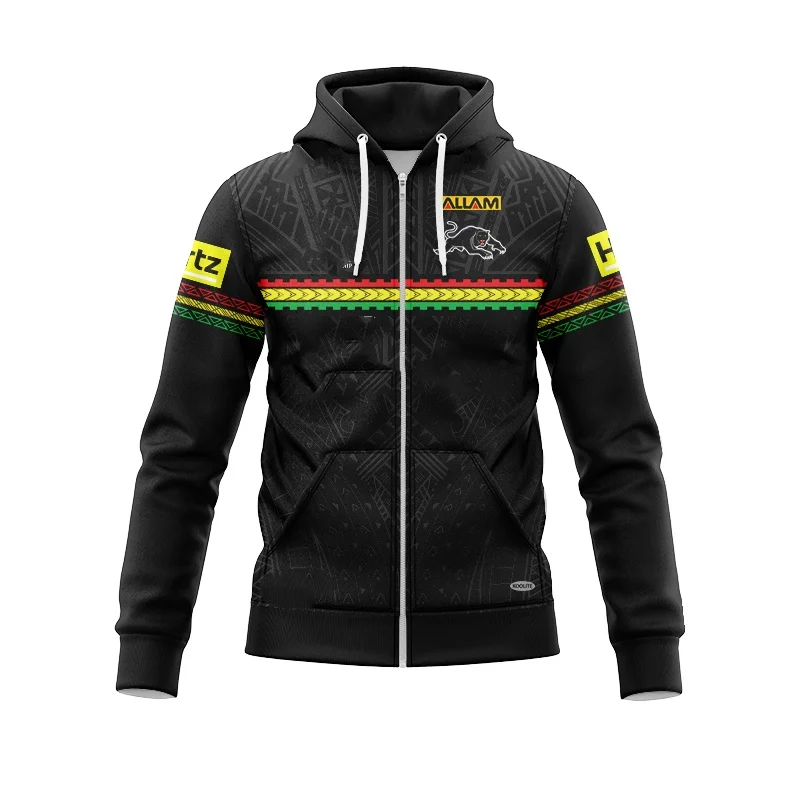 thumbnail image 1 of Sudadera con capucha y cremallera 2024 Penrith Panthers Media Jersey - Gris (nombre y número personalizados), 1 of 5