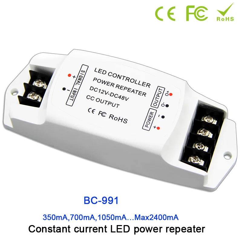 BC-991 Single color LED Lamp Power Repeater 350mA/700mA/1050mA/2400mA 12V-48V Lights Tape Dimmer Constant Current PWM Controller