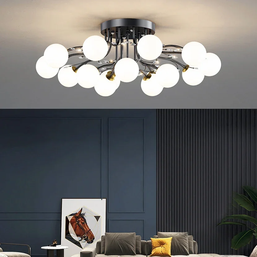 Nordic Glass Ball Ceiling Chandelier Gold for Living Dining Room Bedroom Decor Pendant Lamp Home Indoor Lighting Fixture ceiling chandelier
