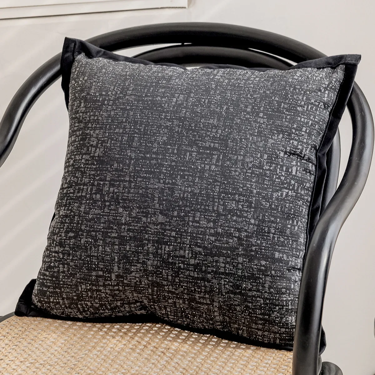 Charcoal Crosshatch decorative pillow cover