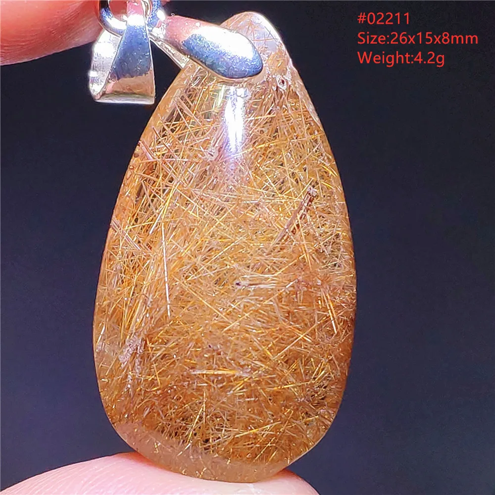 Natural Copper Rutilated Quartz Water Drop Pendant Brazil Jewelry Crystal Wealthy Rare Gold Rutilated Necklace Beads pendant necklace