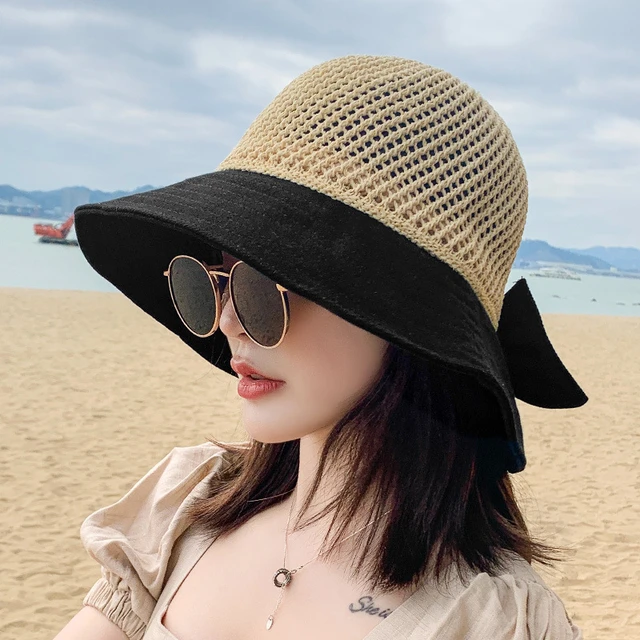 Hat Women's Summer Sunscreen Sunshade Straw Hat Hollow Fashion Cool  All-match Sun Hat Travel Fisherman Hat - AliExpress