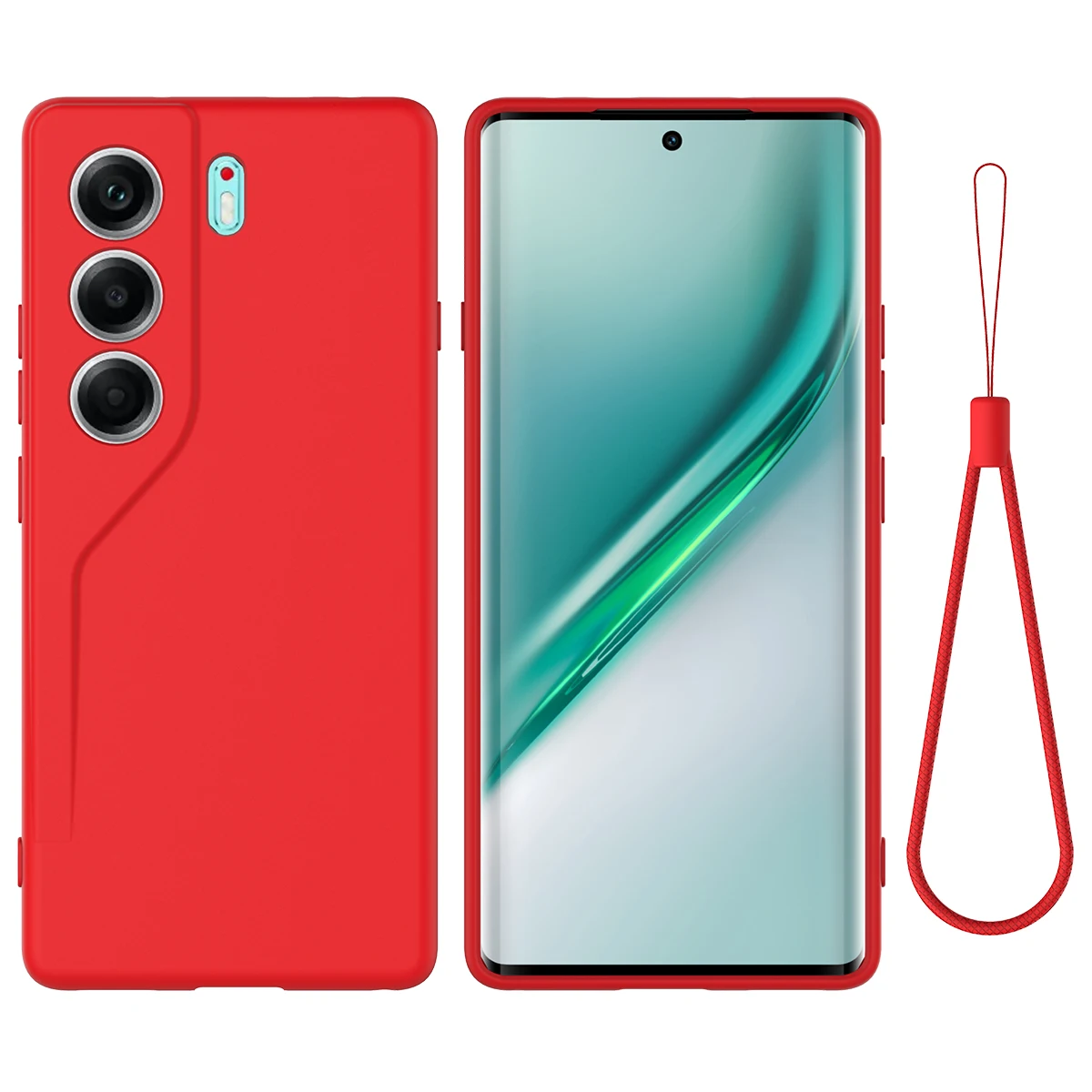 Silicone Ultra-Thin Soft Skin-Feel Case with Anti-Fall Lanyard