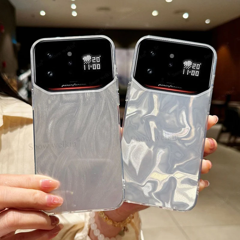 Luxury Laser Silver Gradient Hard Case - Shockproof Phone Cover with PC Back and TPU Bumper