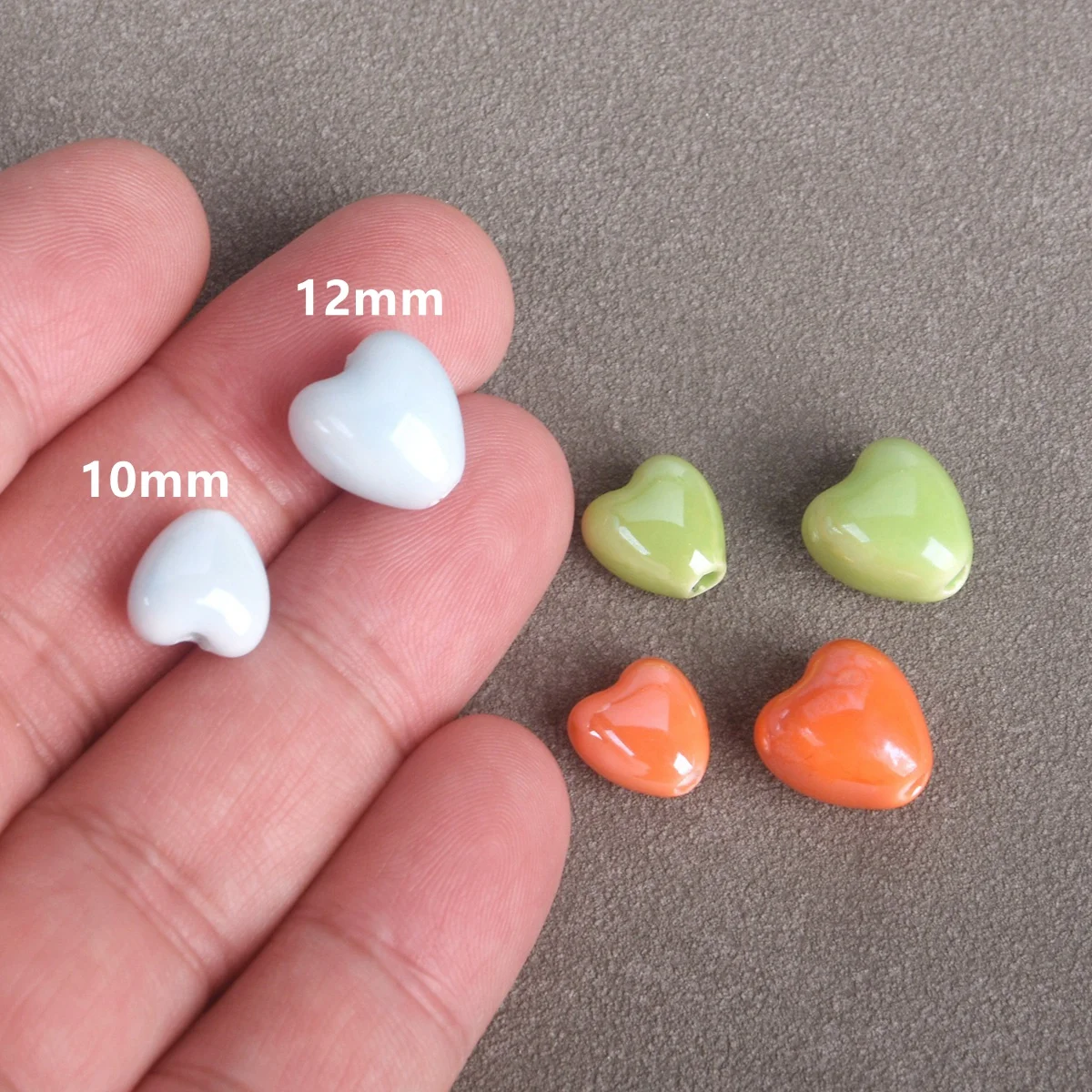 Loose Beads 10pcs 10mm 12mm Heart Shape Shiny Glossy Glazed Ceramic Porcelain Loose Beads lot for Jewelry Making DIY Crafts