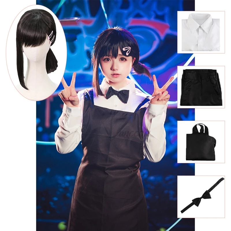 

Costume Anime Chainsaw Man cos Kobeni Higashiyama Cosplay Black Wig Hairpins Waiter Waitress Uniform Devil Hunter Outfit kawaii