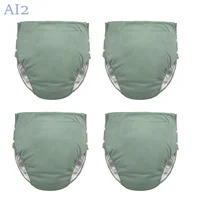4PCS Adult Diapers with Insert Patients Elderly Washable Double opening Cloth Diaper Incontinence Solid Underwear Pants New 1
