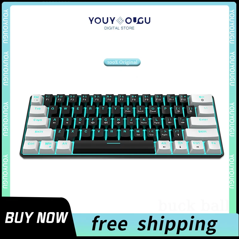 

V900 61keys Customization Keyboard Wired Mechanical Gamer 60% Rgb Backlight Blue Switch Type-C Gaming Keyboard For Win Mac Linux