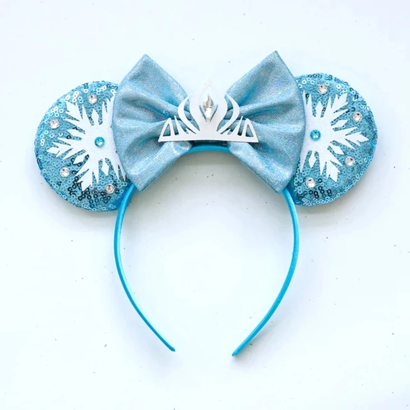 Frozen Hair Accessories Women Elsa Princess Anna Snowflake Mickey Mouse Ears Headbands Girl Crown Bow Sequins Ola