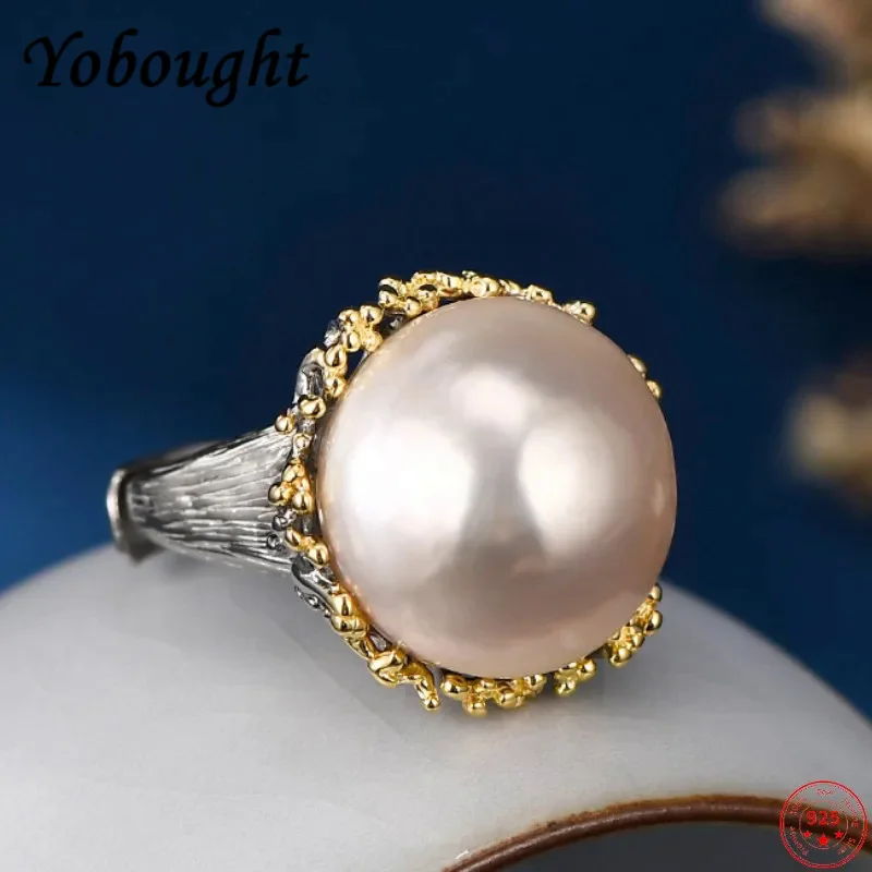 

Genuine s925 sterling silver rings for Women New Fashion freshwater pearl vintage little flowers Palace style jewelry wholesale