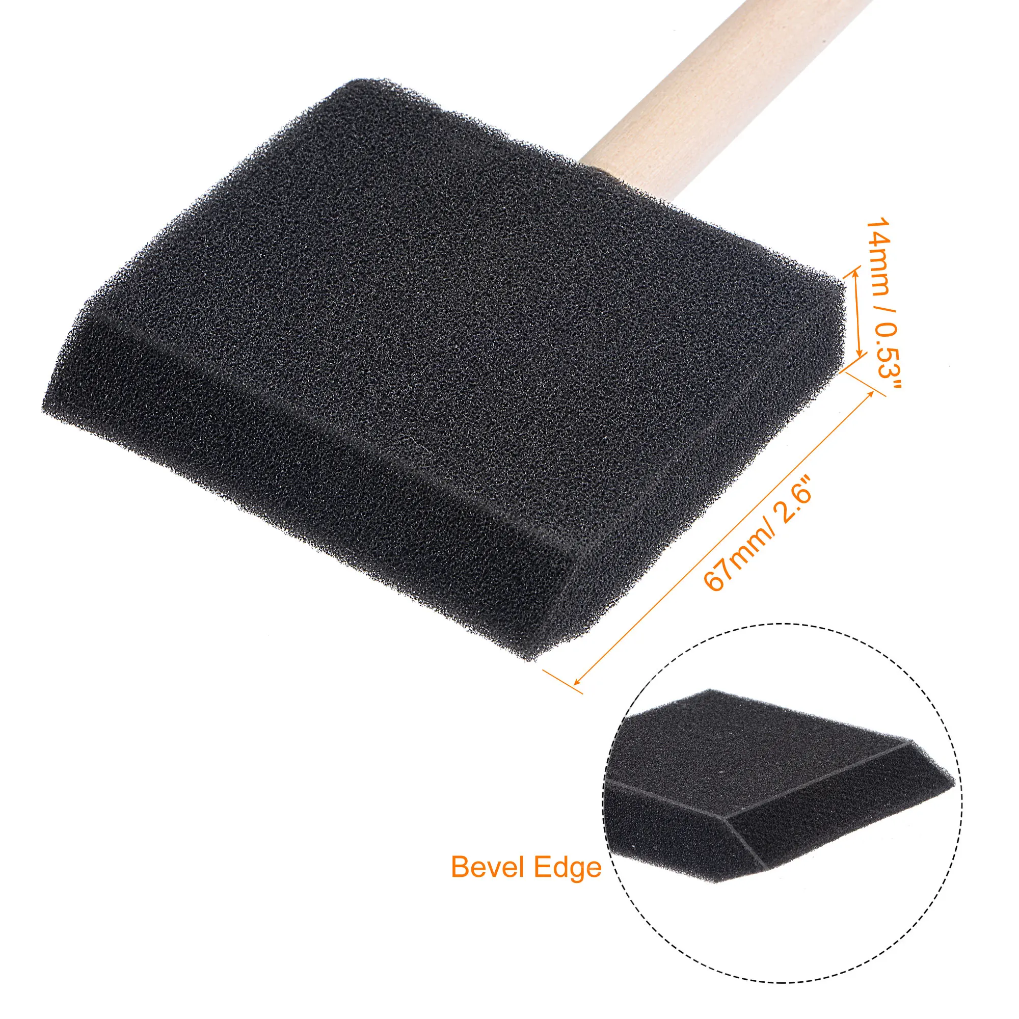 uxcell 3 Inch Foam Paint Brushes Bevel Edge with Wood Handle Sponge Brush 12 Pcs for Painting