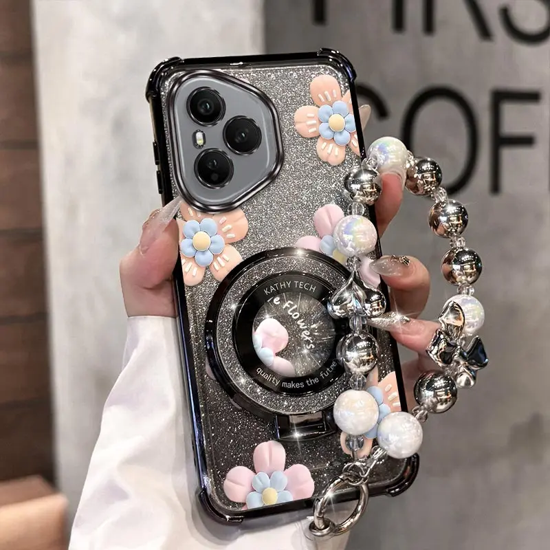 Decorative Flower Plating Bracelet Holder Phone Case Cover