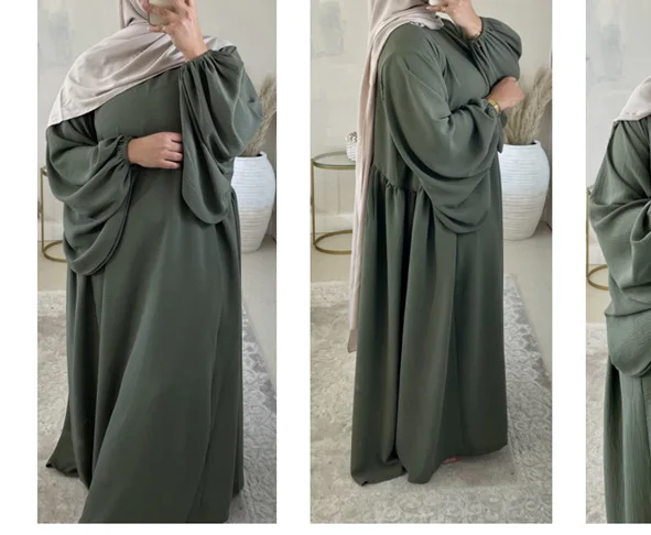 S5b7b894e492b4e54b26493554b943224W Casual Solid Eid Muslim Dress Women Hijab Abaya Kimono Khimar Dresses Kaftan Kebaya Ramadan Abaya Dubai Long Robe Islam Clothing Mallzona