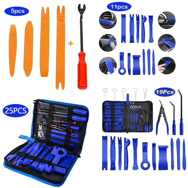 

Car Door Trim Removal Pry Tool Kit Auto Dashboard Audio Removal Hook Kit Mixed Size Fastener Clips Disassembly Repair Tools Set