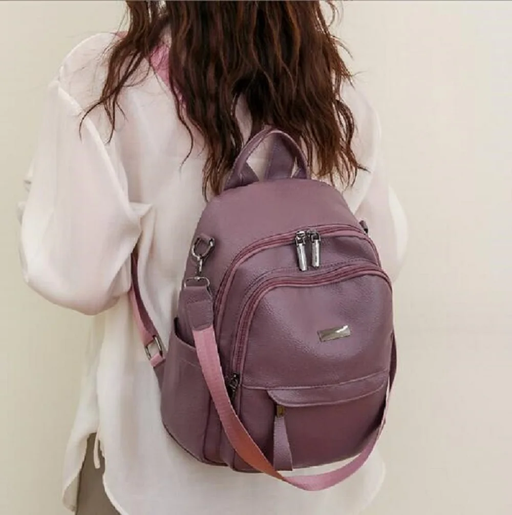 Hot Sale Women Korean Designer High Quality Soft Leather Backpack Fashion Large Capacity Travel Shoulder Bags School Bag Totes