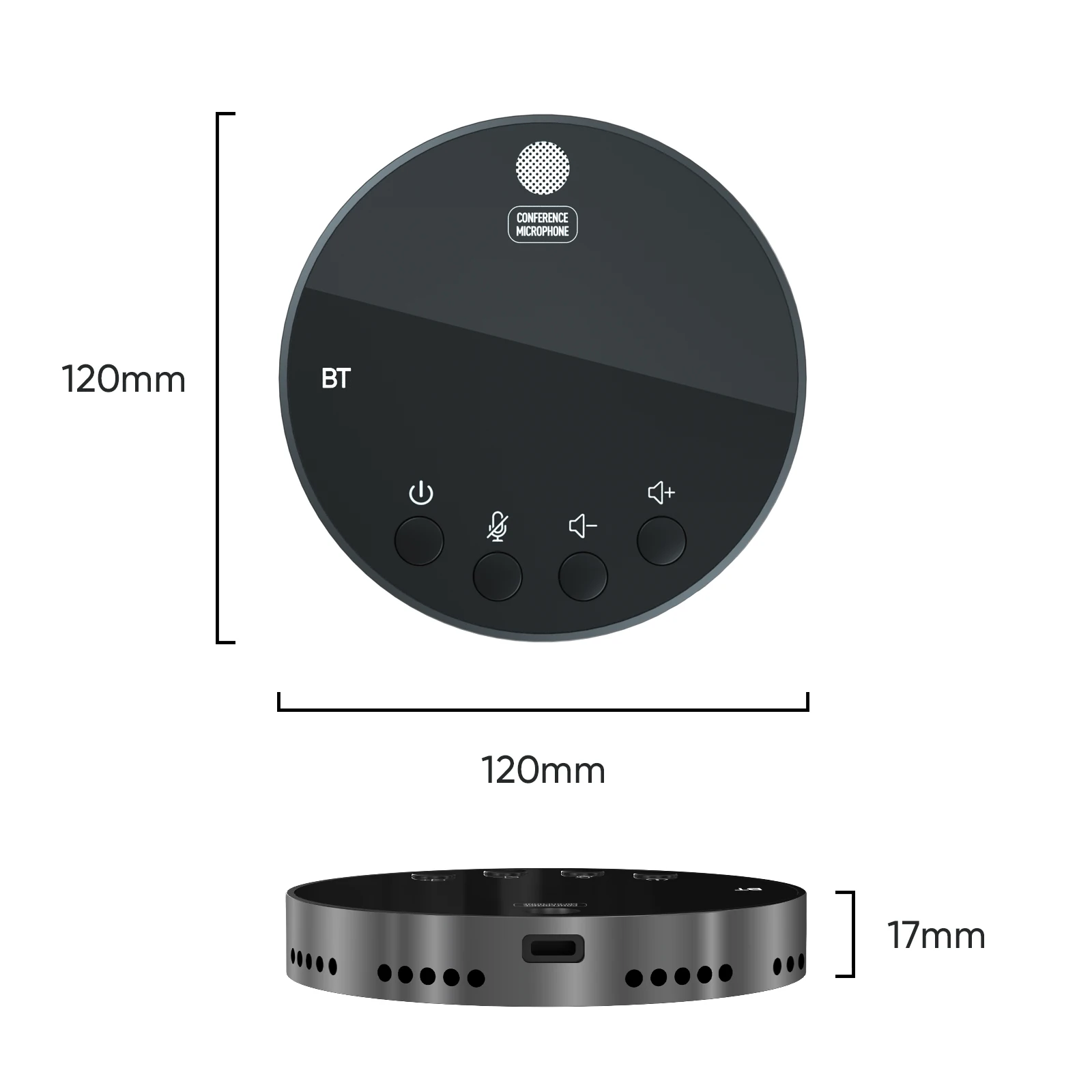 데스크탑 USB 회의 스피커 BT 마이크, 360 ° 무지향성 콘덴서 플러그 앤 플레이, 스피커 음소거 PC 컴퓨터 마이크