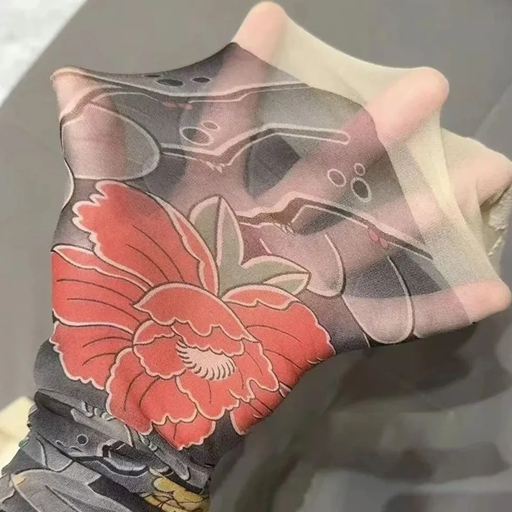 Frauen Sexy Gedruckt Strumpfhosen Gefälschte Tattoo Pfingstrose Strumpfhosen Weibliche Perspektive Mesh Leggings Hohe Strumpfhosen Weibliche Strümpfe – Detail 13
