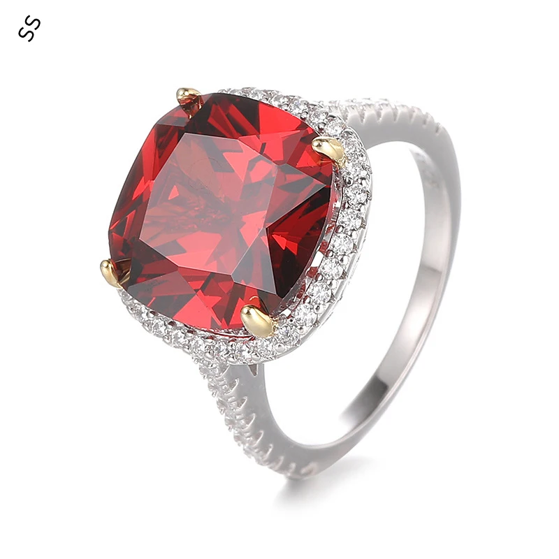 

#6#7#8 Shining Colored Gemstone Cut Ruby 13*13MM Simulates for Women's High-end Party Accessories