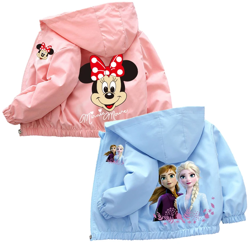 Kids Jackets Kids Coats Disney Girls Cartoon Mickey Mouse Jacket Frozen Elsa Princess Coats Spring Autumn Kids Hooded Jackets Casual Sports Outerwear