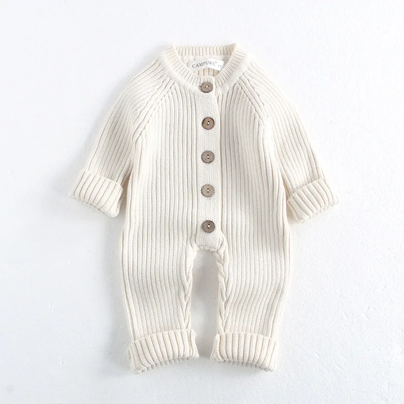 Baby Boys Solid Knit Rompers Jumpsuits