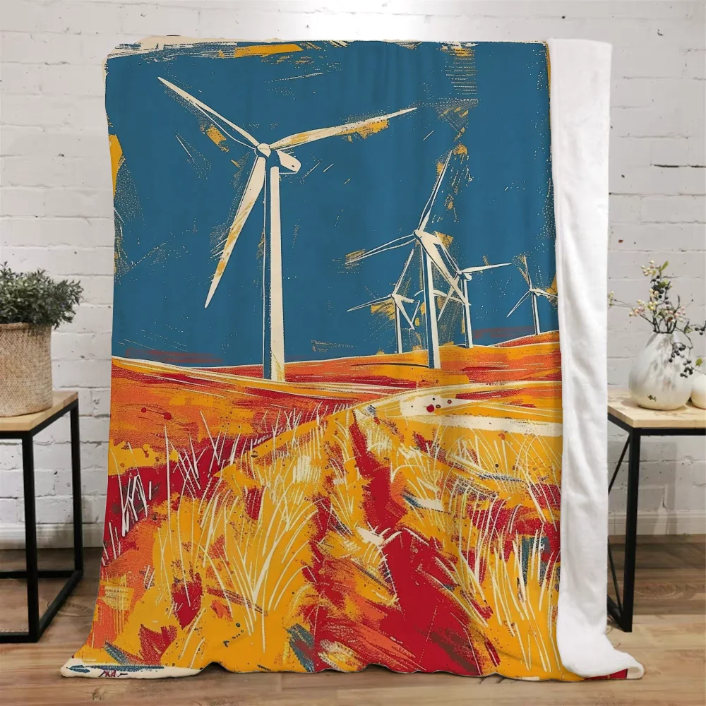 풍력 발전 기반 맞춤형 담요, 킹 사이즈 푹신한 부드러운 담요 및 던지기, 비치..
