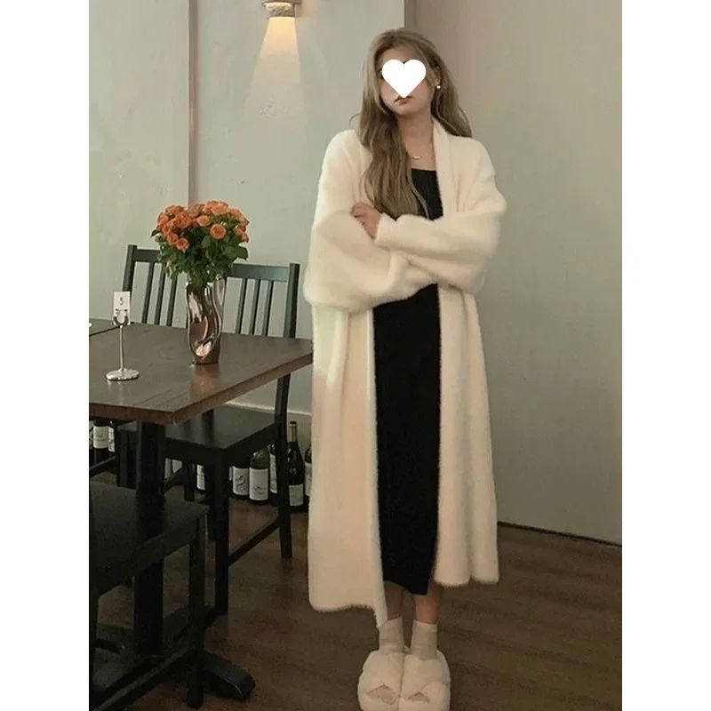 여성을위한 부드러운 유연한 니트 카디건 스웨터 가을/겨울 루즈 피트 슬리밍 유..