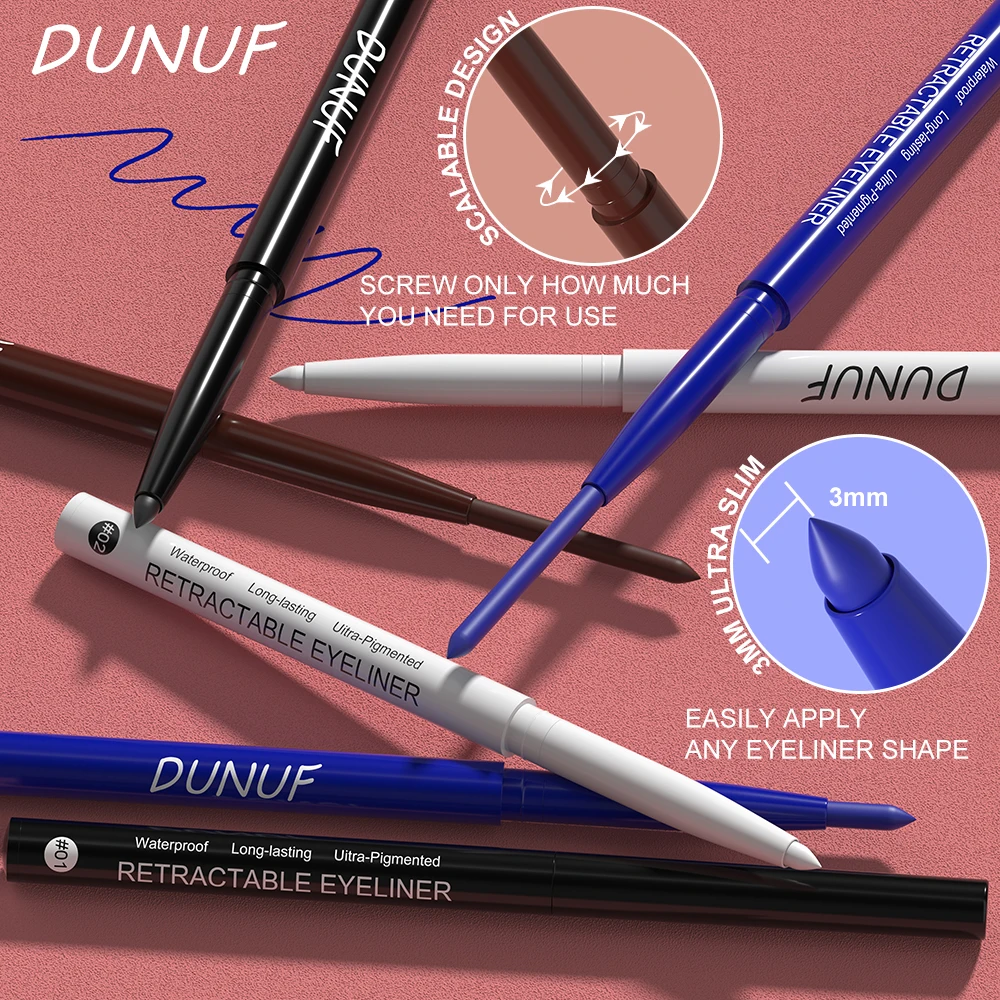 DUNUF White Eyeliner Gel Pencil Waterproof Long-lasting Black Brown Blue Easy to Wear Eye liner Makeup For Eyes Cosmetics Makeup 5