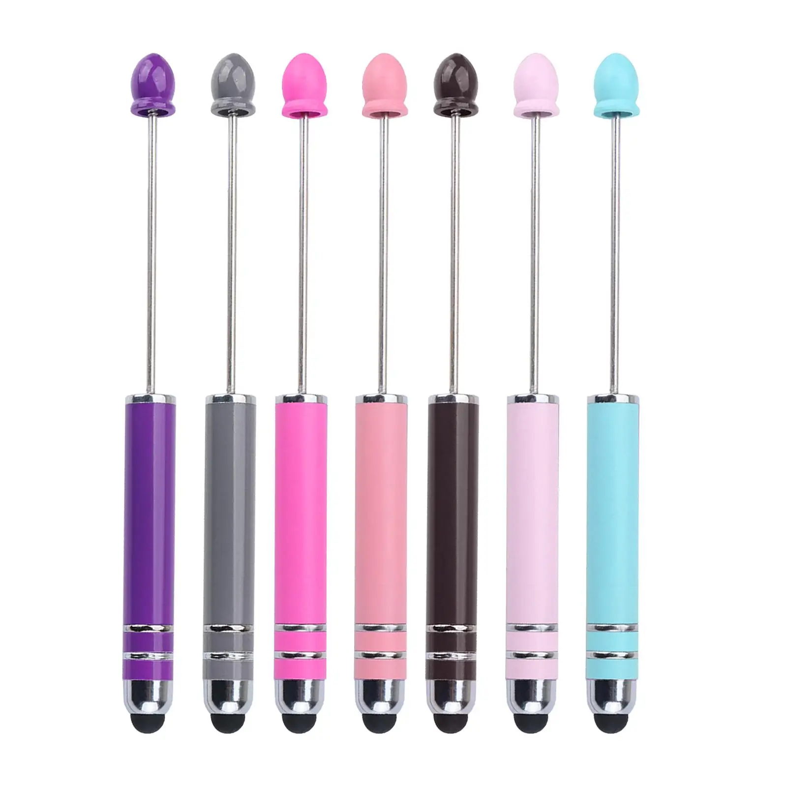 7Pcs Creative Beadable Pens Ball Pen Cute Bead Pen for Exam Classroom Office