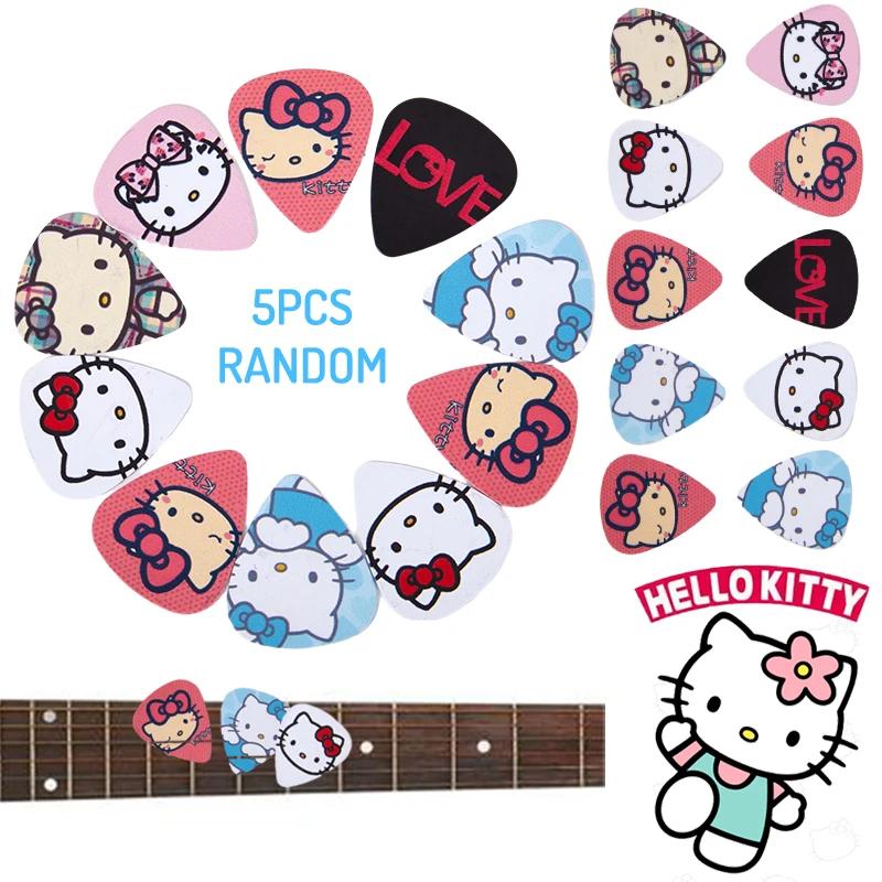 

5Pcs Kawaii Sanrio Guitar Picks Hello Kitty Electric Smooth Bass Acoustic Guitar Instrument Accessories Gift Guitar Pick Tools