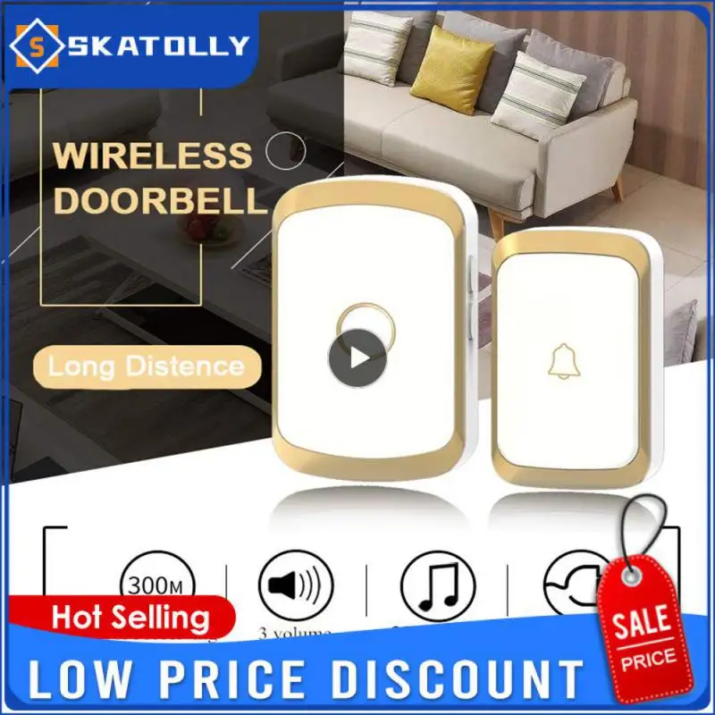 

1PCS Wireless Doorbell 36 Chimes Door Ring 100-240V 300M Range IP44 Waterproof EU UK US Plug Receiver Door Bell