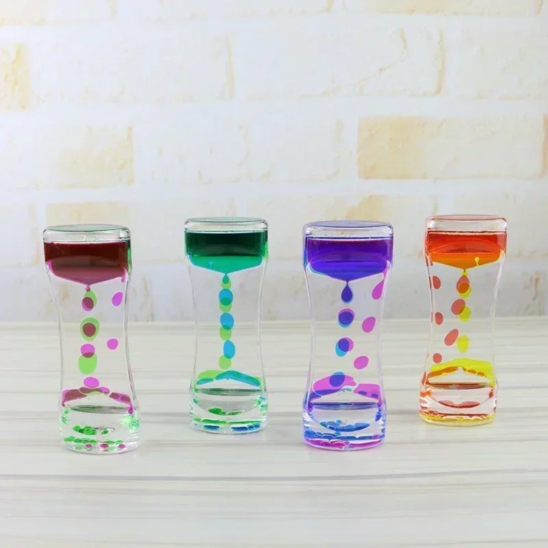 Colored Hourglass Desktop Hourglasses Timer Movement Sensory Toy for Kids Adults Stress Relief Home Office Decor Mixed Color Liquid Motion Bubbler
