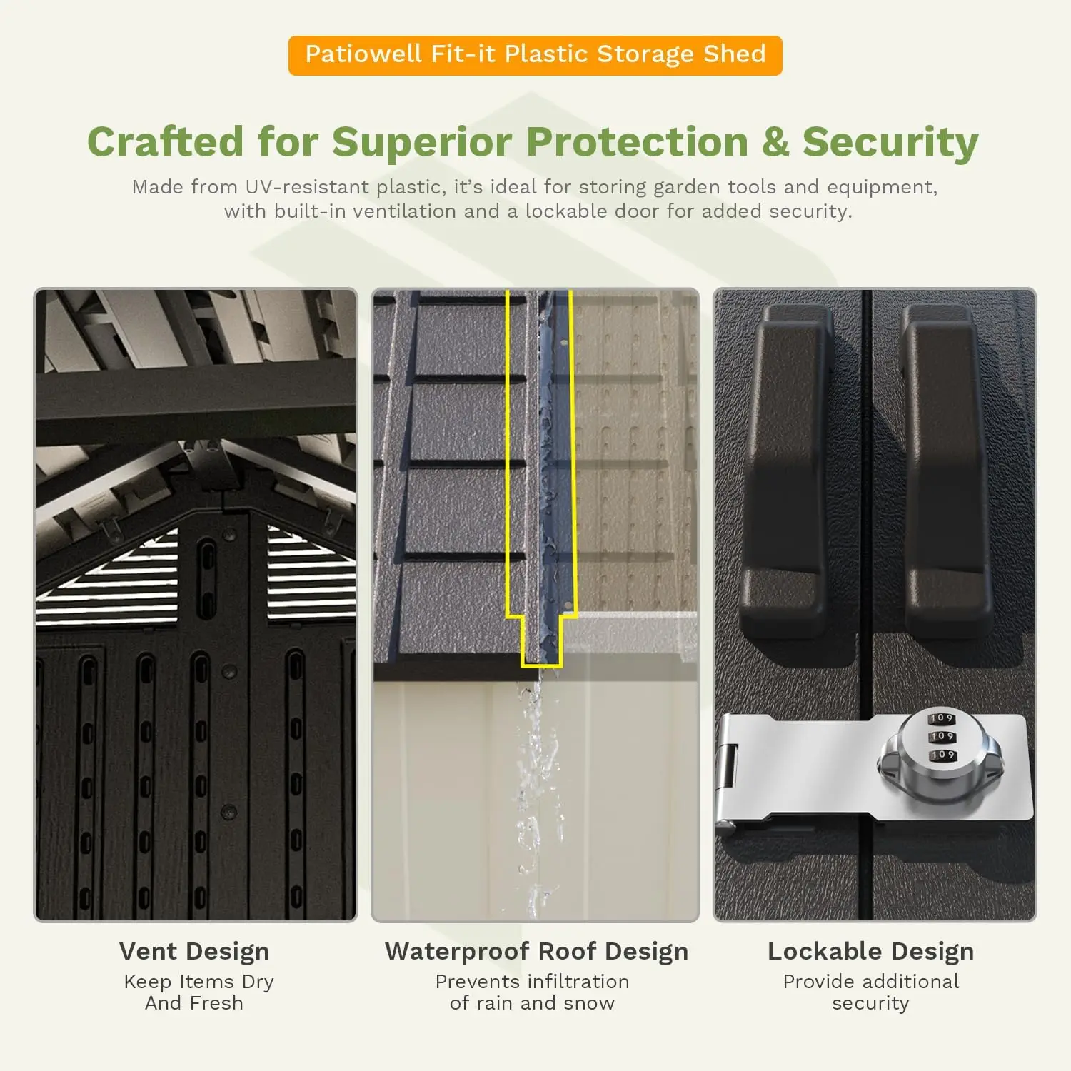 8 x 10 FT Resin Outdoor Storage Shed with Floor and Light, Large Plastic Barn with Lockable Door for Garden Tools, Backyard