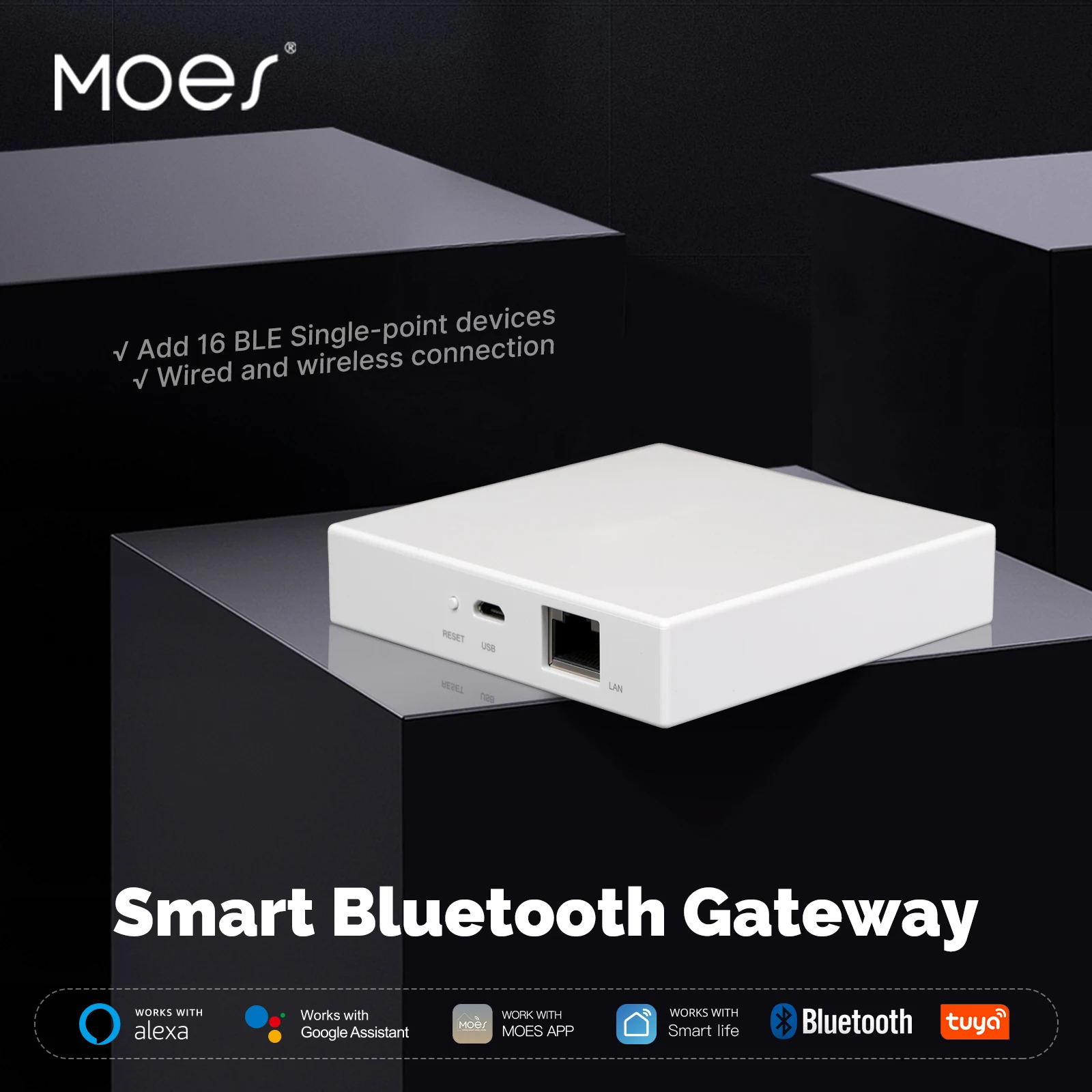 Moes Tuya Bluetooth Gateway Smart Hub Bridge Ondersteuning Sigmesh Beaconmesh Draadloze Bedrade App Afstandsbediening Werken Met Alexa Google